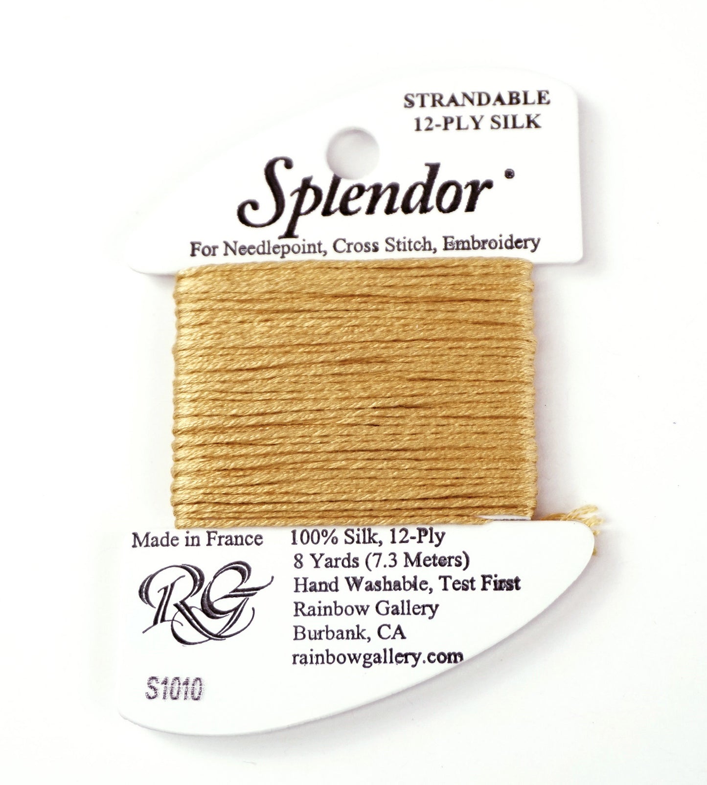 SPLENDOR SILK #S1010 "Lite Old Gold" Needlepoint Stitching Thread by Rainbow Gallery