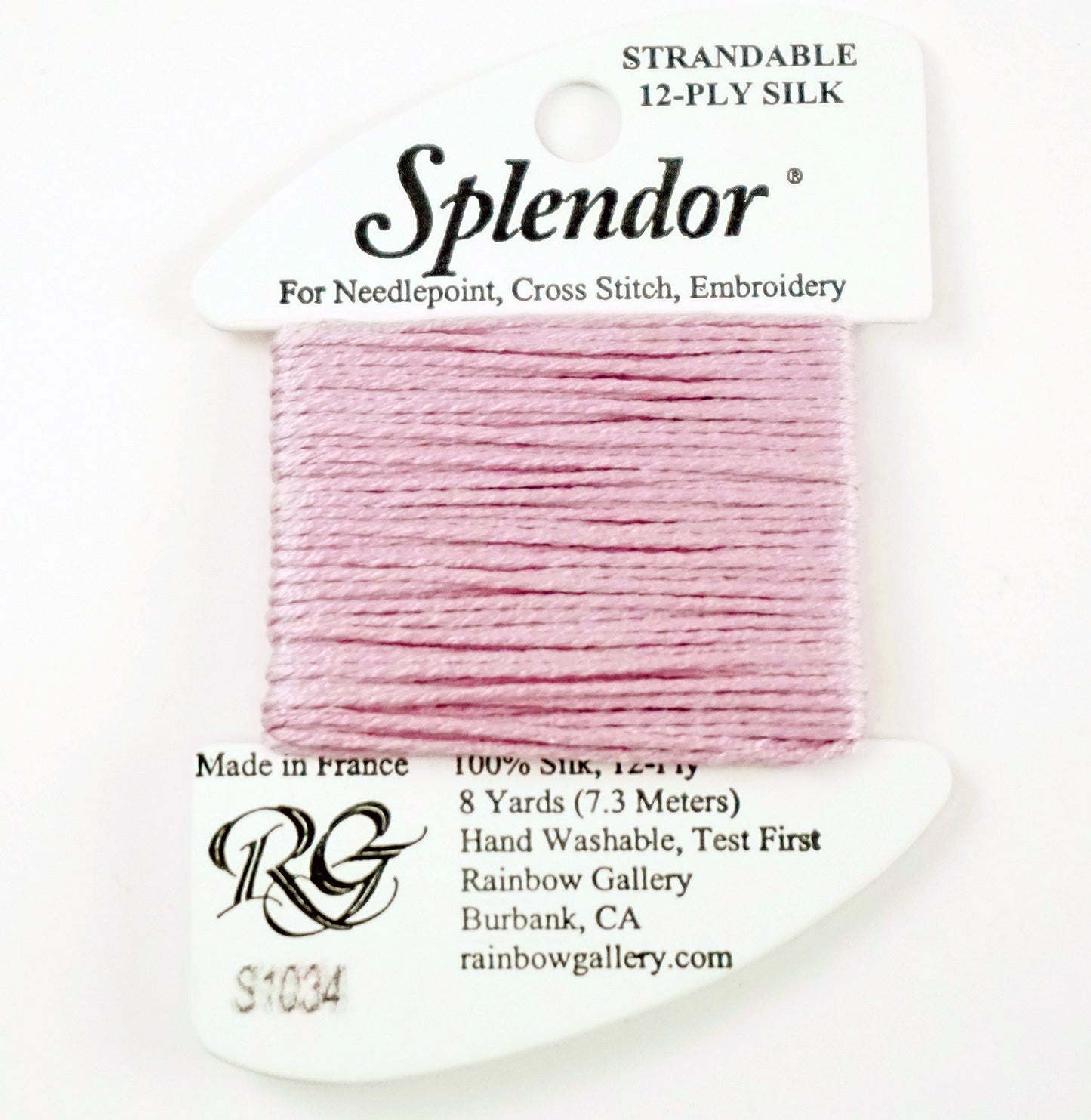 SPLENDOR SILK #S1034 "Lite Plum" Needlepoint Stitching Thread by Rainbow Gallery