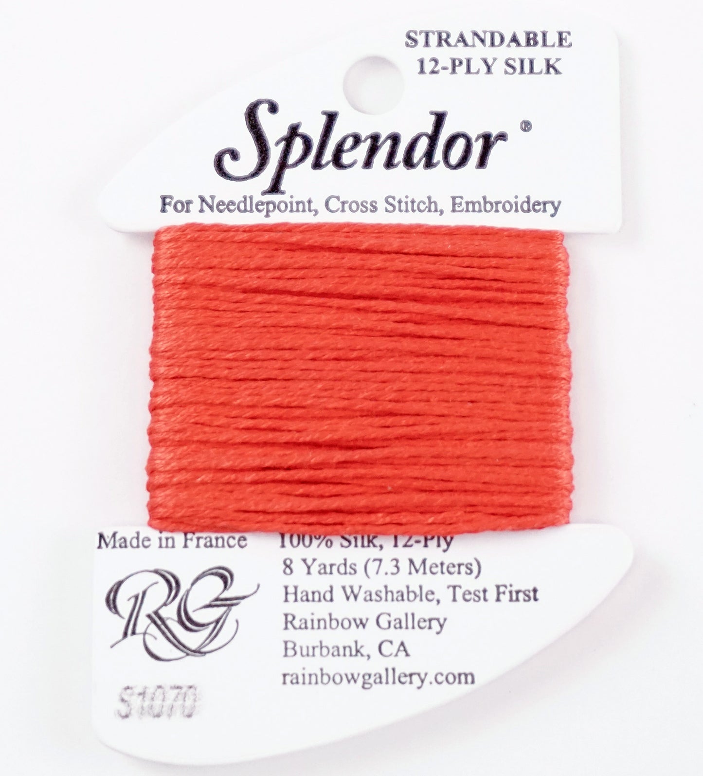 SPLENDOR SILK #S1070 "Geranium" Needlepoint Stitching Thread by Rainbow Gallery