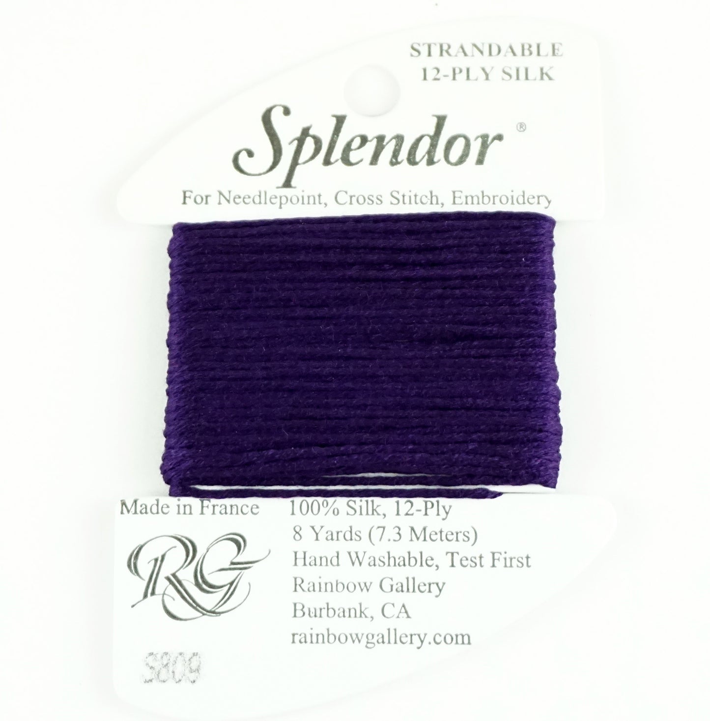 SPLENDOR SILK #S809 "Dark. Purple" Needlepoint Stitching Thread by Rainbow Gallery