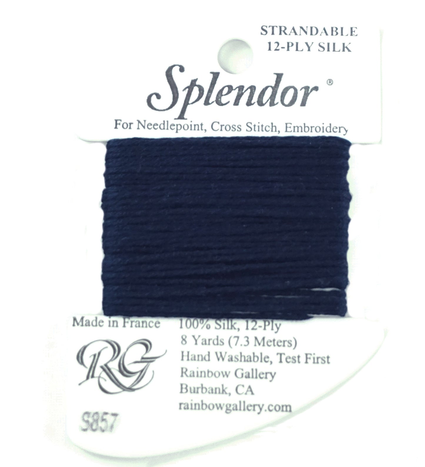 SPLENDOR SILK #S857 "Navy Blue" Needlepoint Stitching Thread by Rainbow Gallery