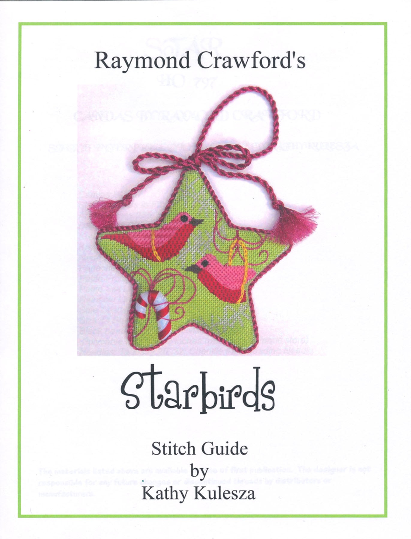 Star ~ Starbirds Star Needlepoint Ornament & STITCH GUIDE by Raymond Crawford