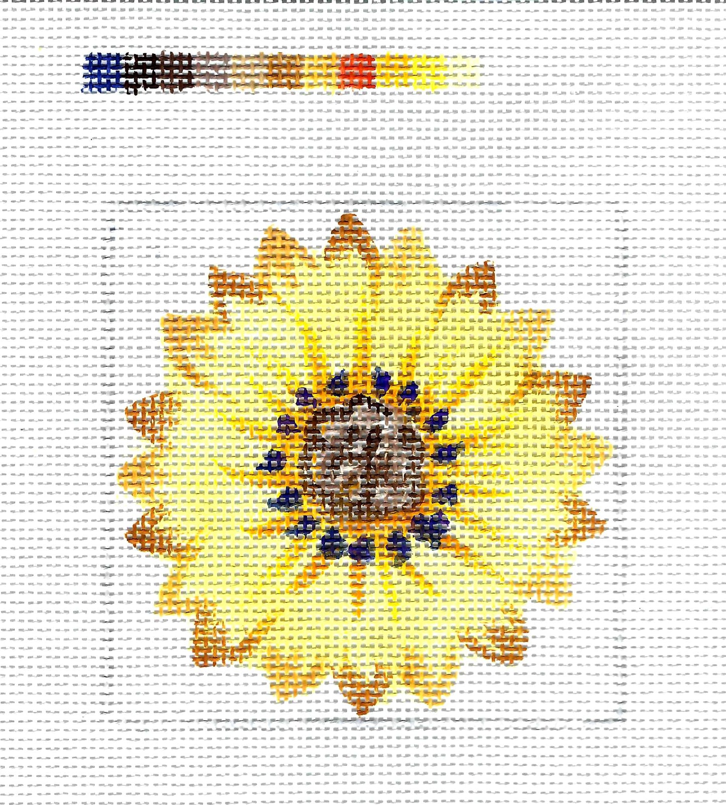 Coaster ~ Yellow Sunflower 4" Sq. Coaster 13 Mesh handpainted Needlepoint Canvas Jean Smith