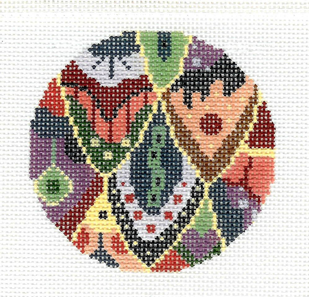 3" Round ~ Fish Scale Tapestry Design 3" handpainted 18 mesh Needlepoint Canvas by LEE