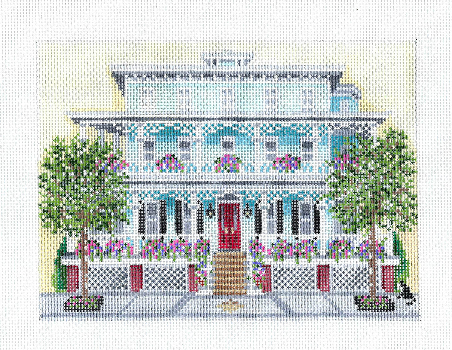 The Virginia Hotel, in Cape May, New Jersey 18 mesh handpainted Needlepoint Canvas by Needle Crossings