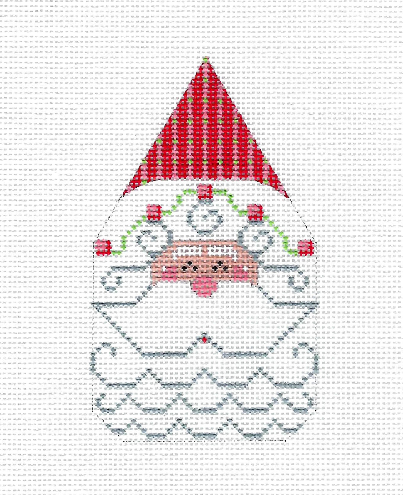 Christmas ~ Santa with a Wavy Beard Ornament handpainted Needlepoint Canvas by CH Designs ~ Danji