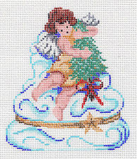 Angel ~ Angel "Porcelain Box" Design Ornament handpainted Needlepoint Canvas by Patti Mann