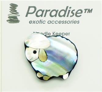 Magnet ~ SHELL INLAY GRAY SHEEP Needle Keeper for Needlepoint, X-Stitch, Sewing