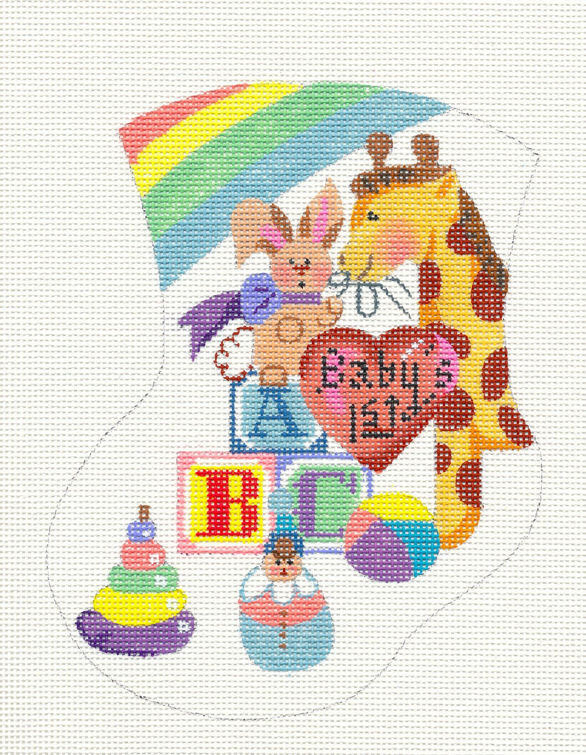 Mini Stocking ~ Baby's First Holiday or Birthday Mini Stocking & STITCH GUIDE 18 Mesh Needlepoint Canvas from Danji