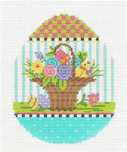 Kelly Clark Egg ~ Easter Basket Spring EGG handpainted Needlepoint Canvas Ornament