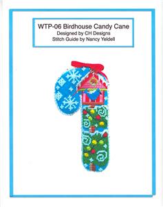 Medium Candy Cane Bluebird & Bird House & STITCH GUIDE Needlepoint Canvas Danji