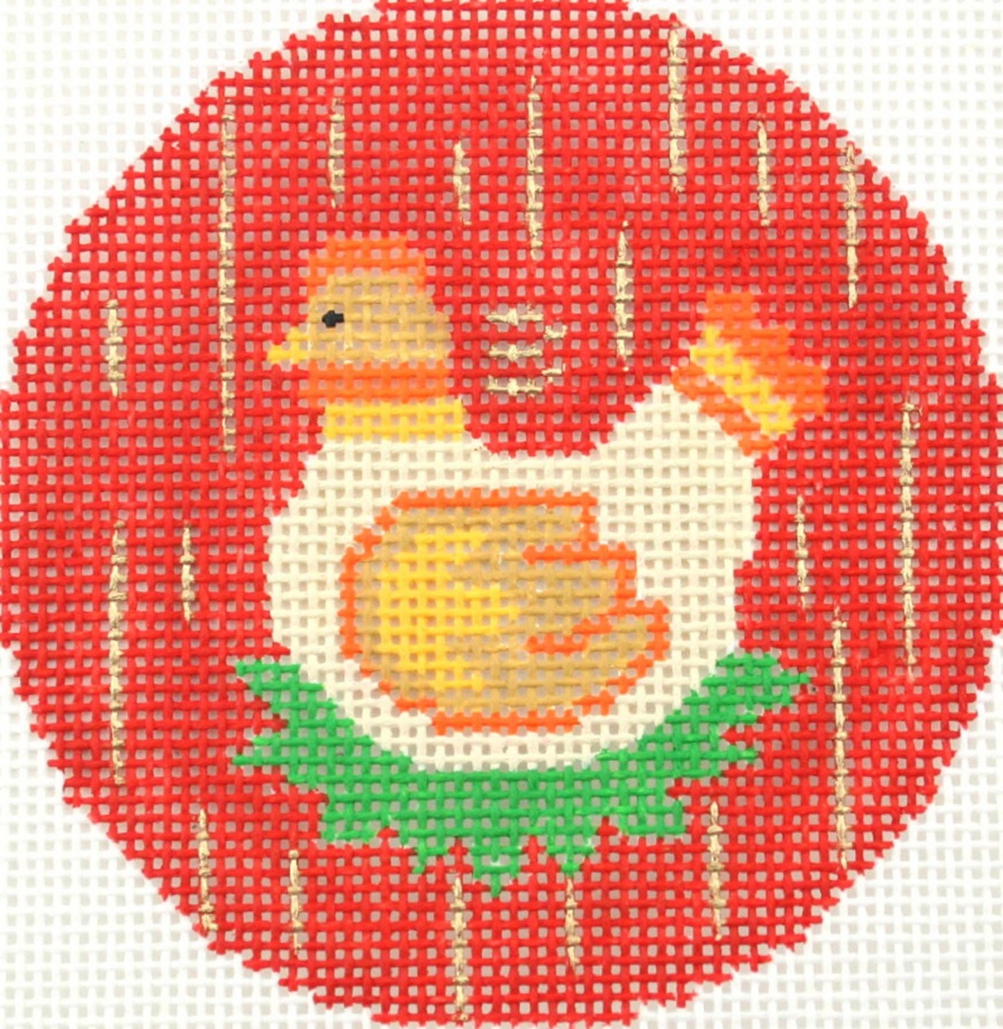 12 Days of Christmas ~ 3rd Day of Christmas Three French Hens 18 Mesh handpainted 3" Rd. Needlepoint Canvas by LEE