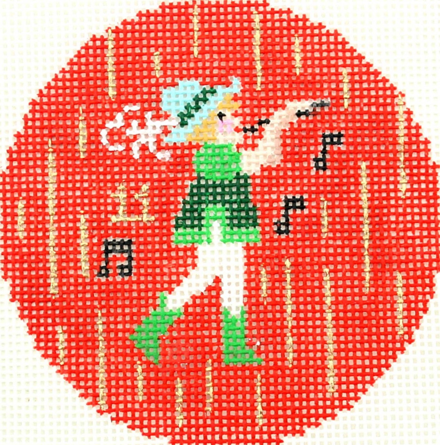 12 Days of Christmas ~ 11th Day of Christmas ~ Eleven Pipers Piping 3" Rd. 18 Mesh Needlepoint Canvas by LEE