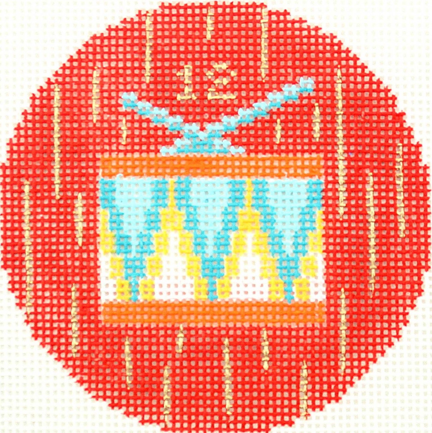 12 Days of Christmas ~ 12th Day of Christmas Twelve Drummers Drumming 3" Rd. 18 Mesh handpainted Needlepoint Canvas by LEE