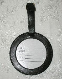 Accessory ~ LUGGAGE ID TAG Black Smooth Leather for 3" Rd. Needlepoint Canvas by LEE
