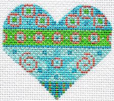 SP.ORDER ~ Heart with Blue & Green handpainted 18 Mesh Needlepoint Canvas by Danji Design
