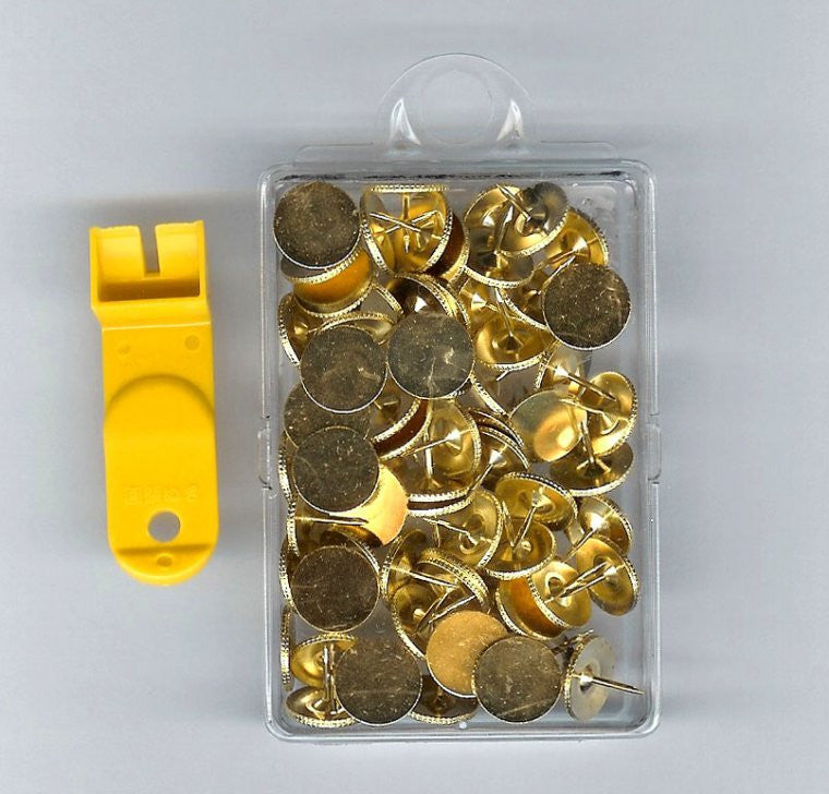 Tacks ~ Brass Plated Non-rusting Thumb Tacks and Remover for Stretcher –  Needlepoint by Wildflowers