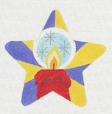 Star~Candle Flame Star handpainted Needlepoint Canvas by Raymond Crawford