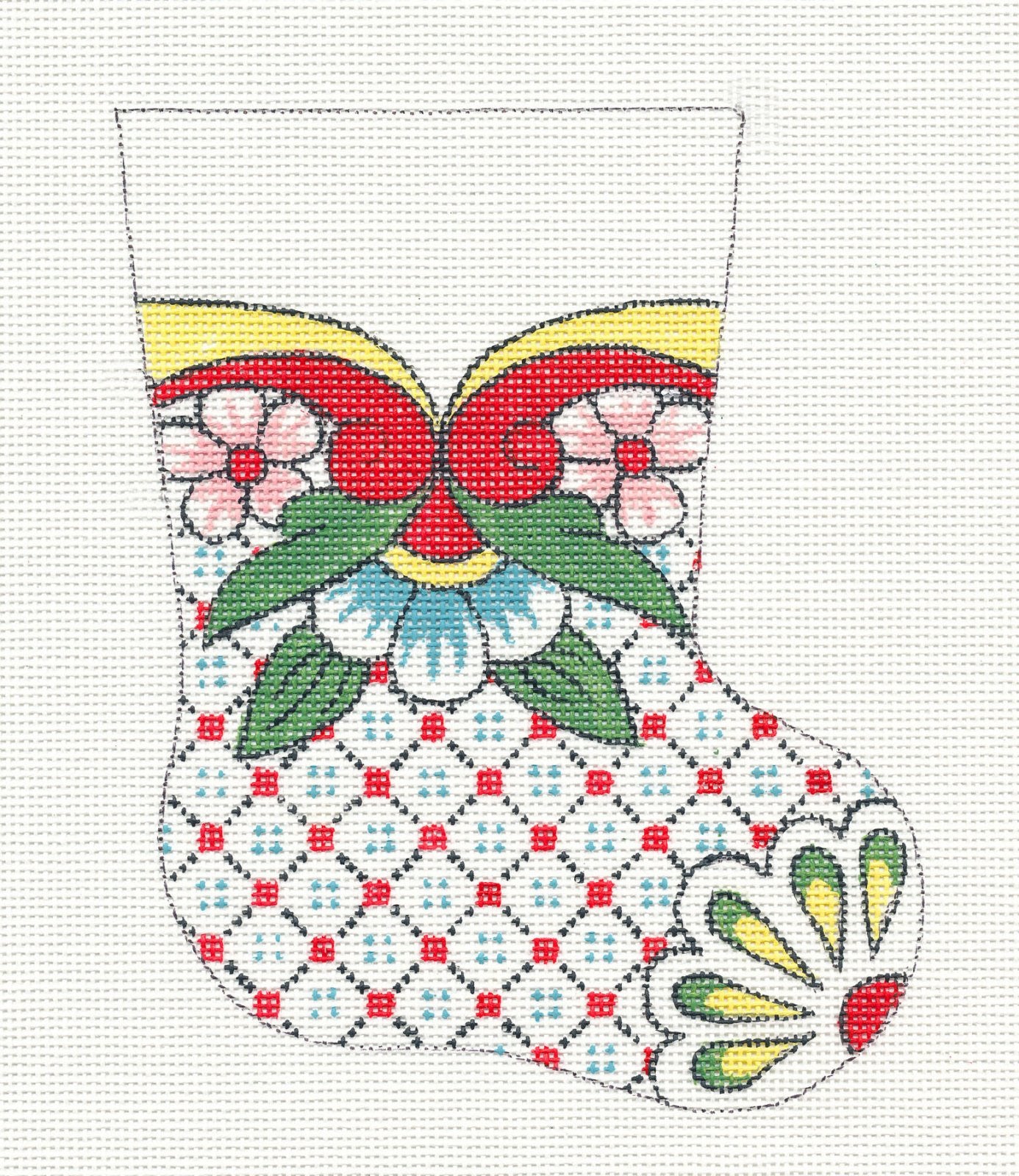 Creative Needle Mini Stocking Yellow & Green Flower Toe