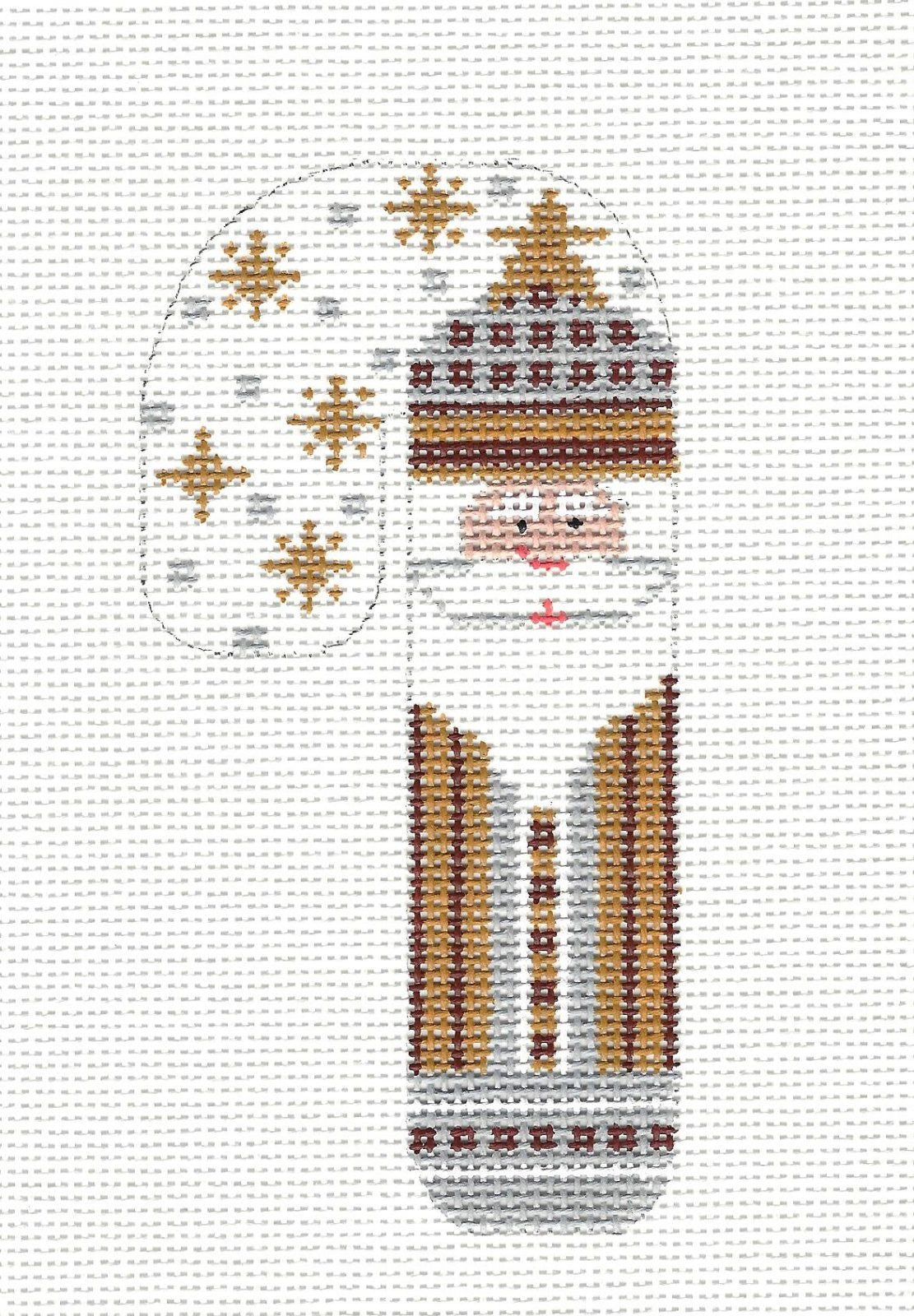 Candy Cane ~ Golden Santa and Star Small Candy Cane on handpainted Needlepoint Canvas~ by Danji Designs