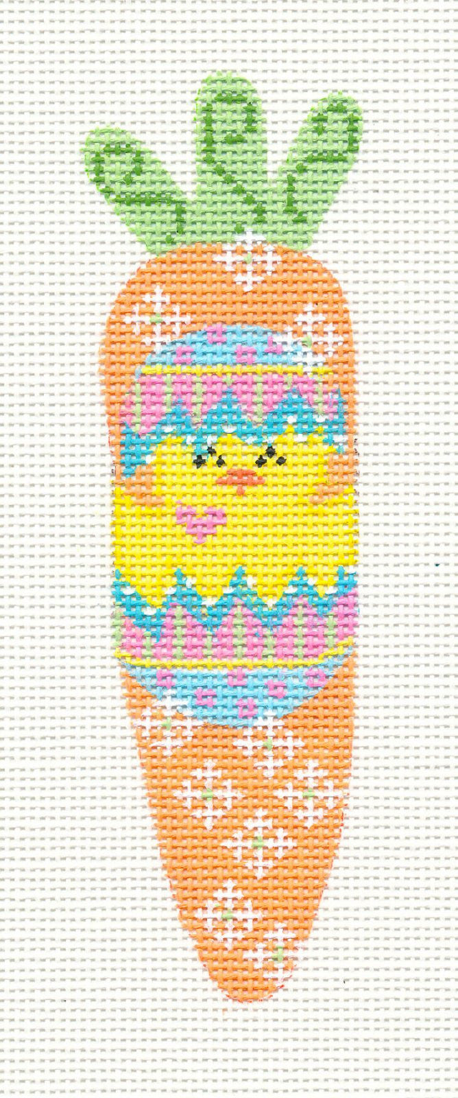 Easter-Chick In Egg Carrot Ornament on Handpainted Needlepoint Canvas ~ by Danji Designs