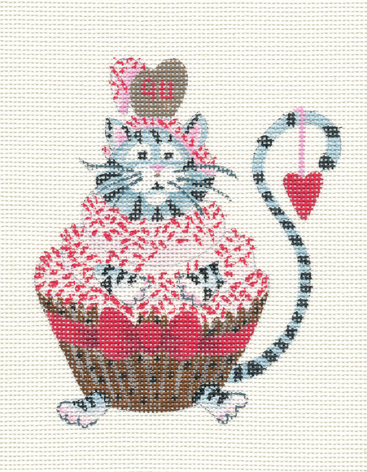 Cat-Cupcake With Sprinkles on Handpainted Needlepoint Canvas~ by Danji Designs
