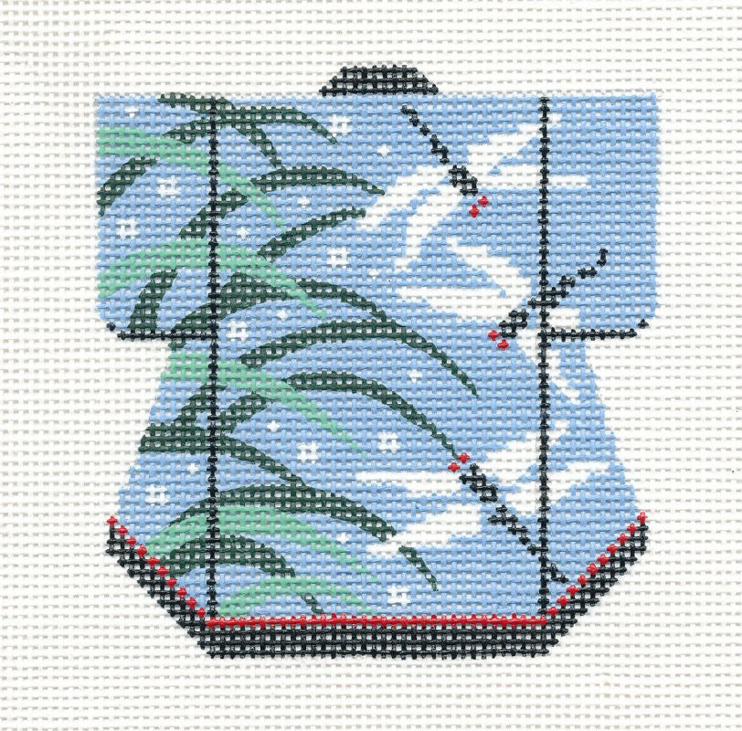 Kimono ~ Petite Kimono Dragonfly group on Blue handpaint Needlepoint Canvas Ornament by LEE