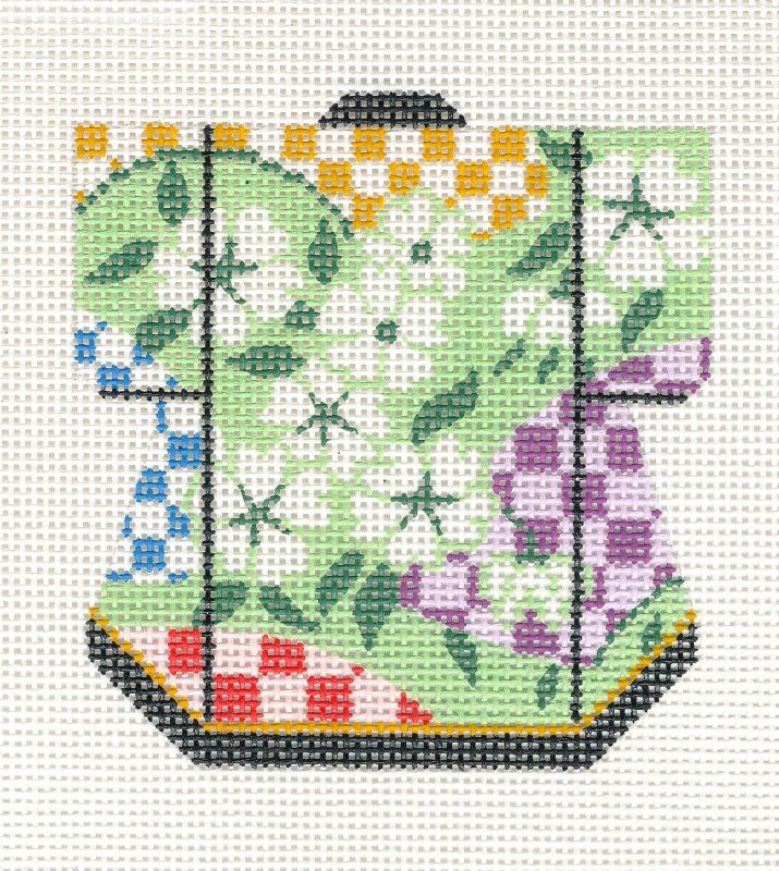 Kimono ~ Petite Kimono White Blossoms Pastel Floral handpainted Needlepoint Canvas Ornament by LEE