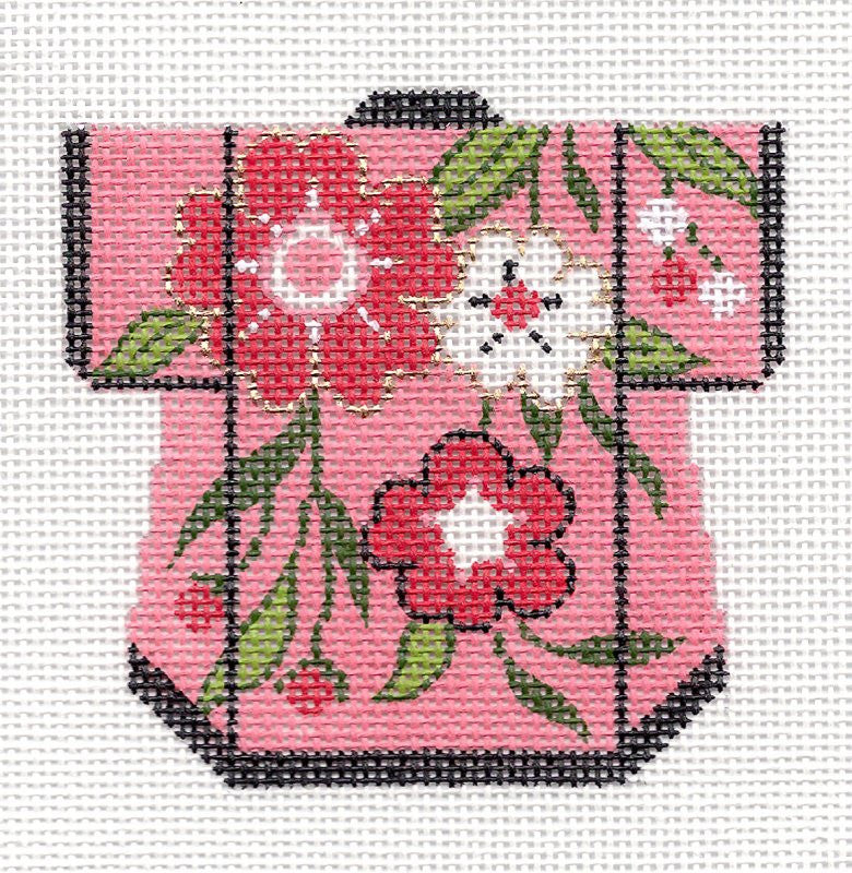 Kimono ~ Petite LEE Rose Floral Oriental Kimono handpainted Needlepoint Canvas Ornament