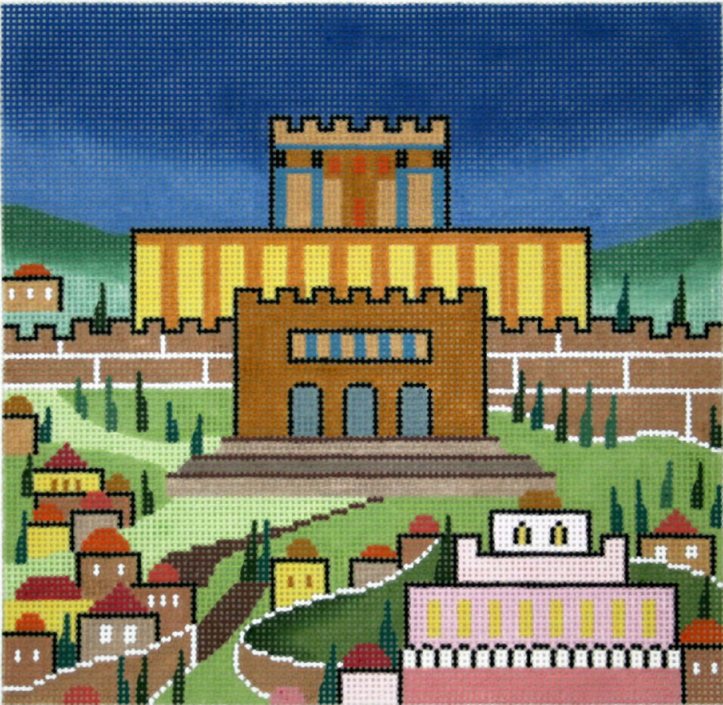 Canvas ~ Rebecca Shore Tefillin Bag with City and Castle Backdrop ***Exclusive***