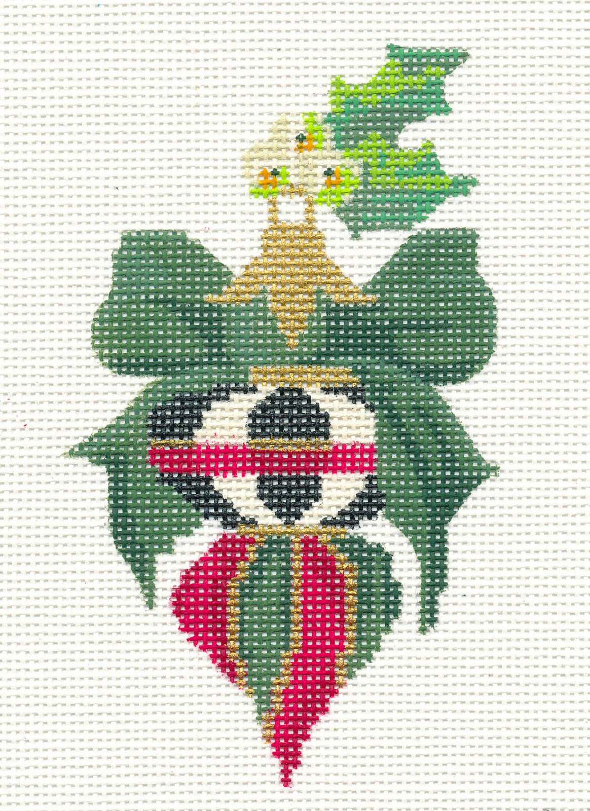 Kelly Clark Christmas– Petite Spinning Top handpainted Needlepoint Canvas Ornament