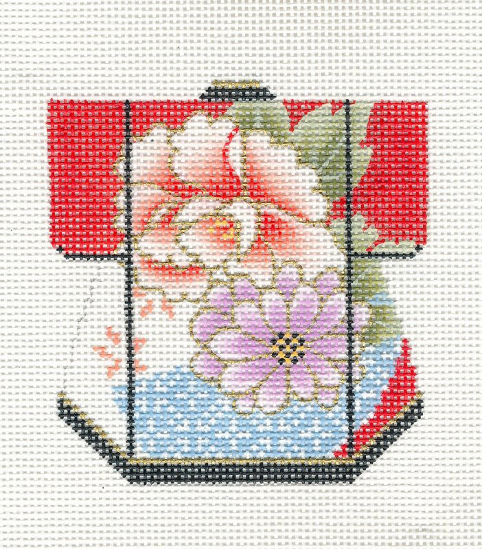 Kimono ~ Petite LEE Kimono Japanese Blossoms handpainted Needlepoint Canvas Ornament