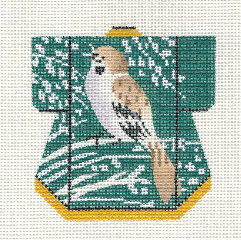 Kimono ~ Spring Sparrow Petite Kimono handpainted Needlepoint Canvas Ornament by LEE