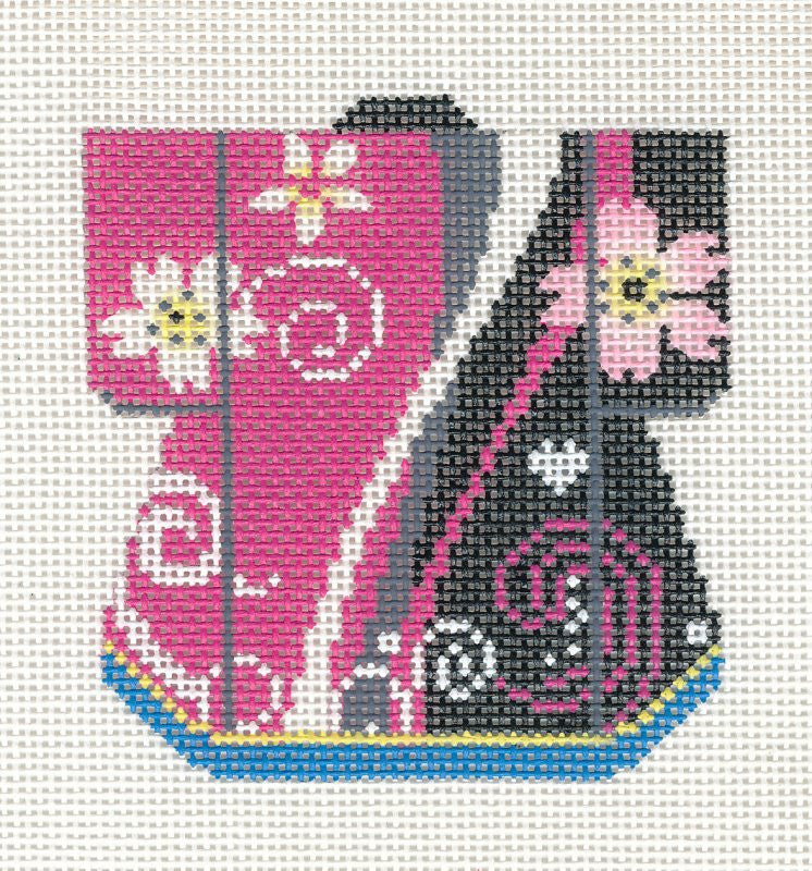 Kimono ~ Petite Japanese Kimono w/ Blossoms handpainted Needlepoint Canvas Ornament ~ LEE