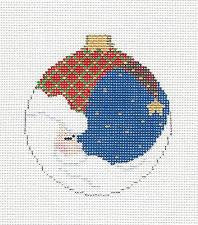 Christmas ~ Santa Crescent Moon Ornament handpainted 18 Mesh Needlepoint Canvas by Susan Roberts