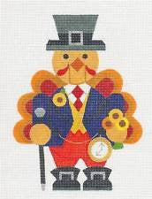 Thanksgiving ~ Turkey Nutcracker handpainted Needlepoint Canvas by Raymond Crawford