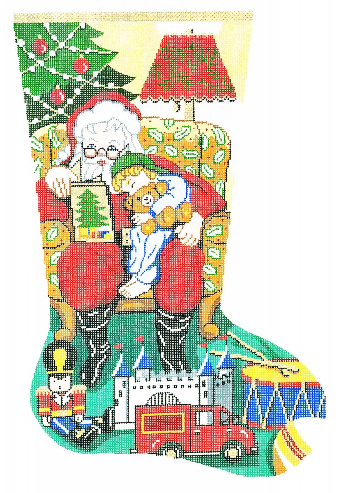 Stocking~ Full Size Story Time ~ Boys handpainted Needlepoint Canvas