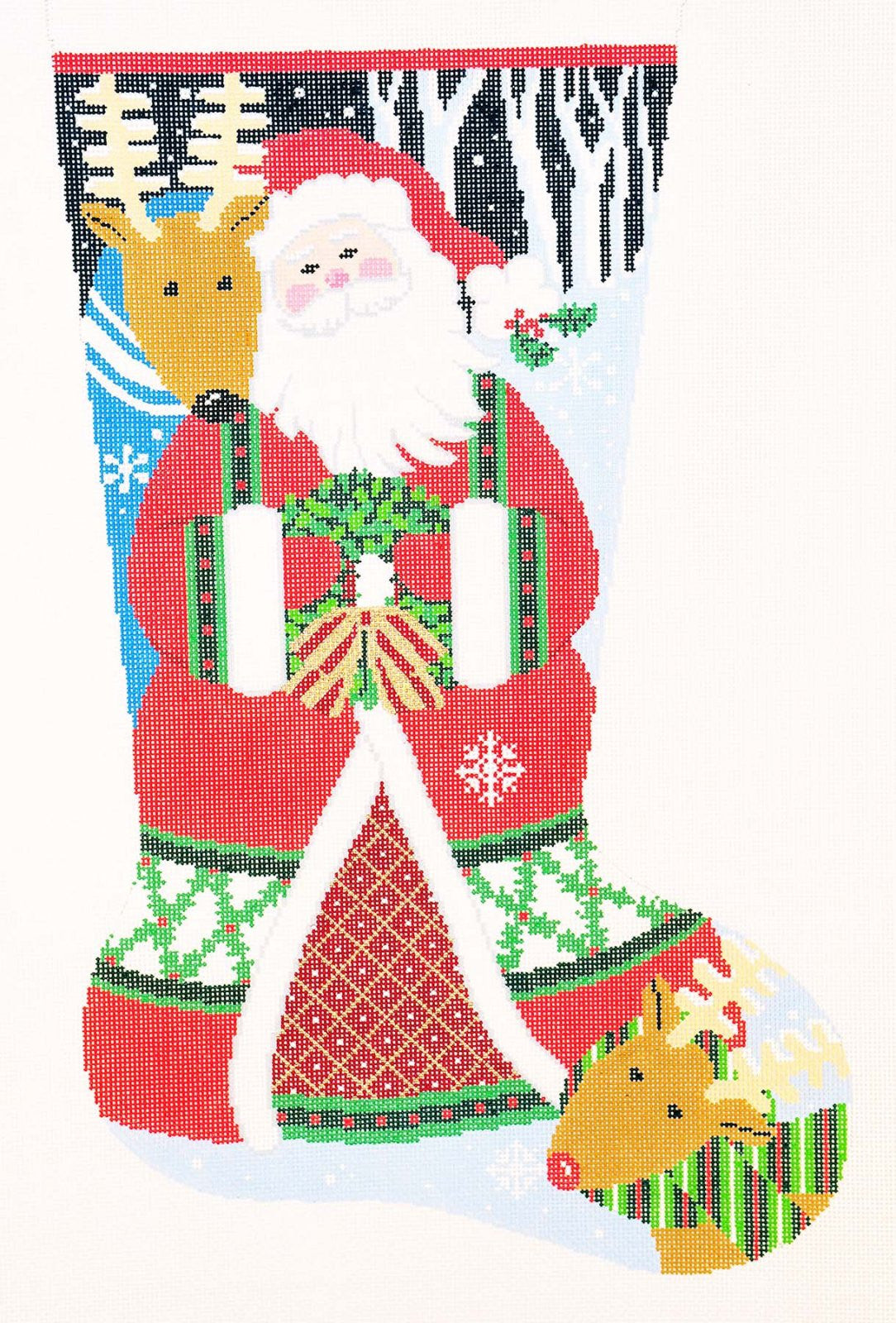 Stocking~ Full Size Loving Santa handpainted Needlepoint Canvas