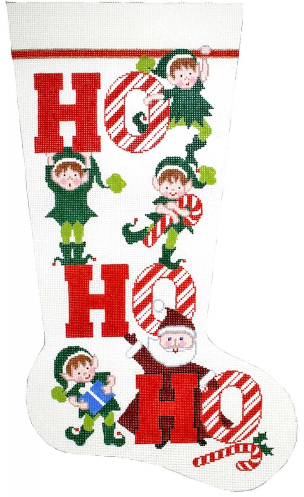 Stocking~ Full Size Ho Ho Ho! handpainted Needlepoint Canvas