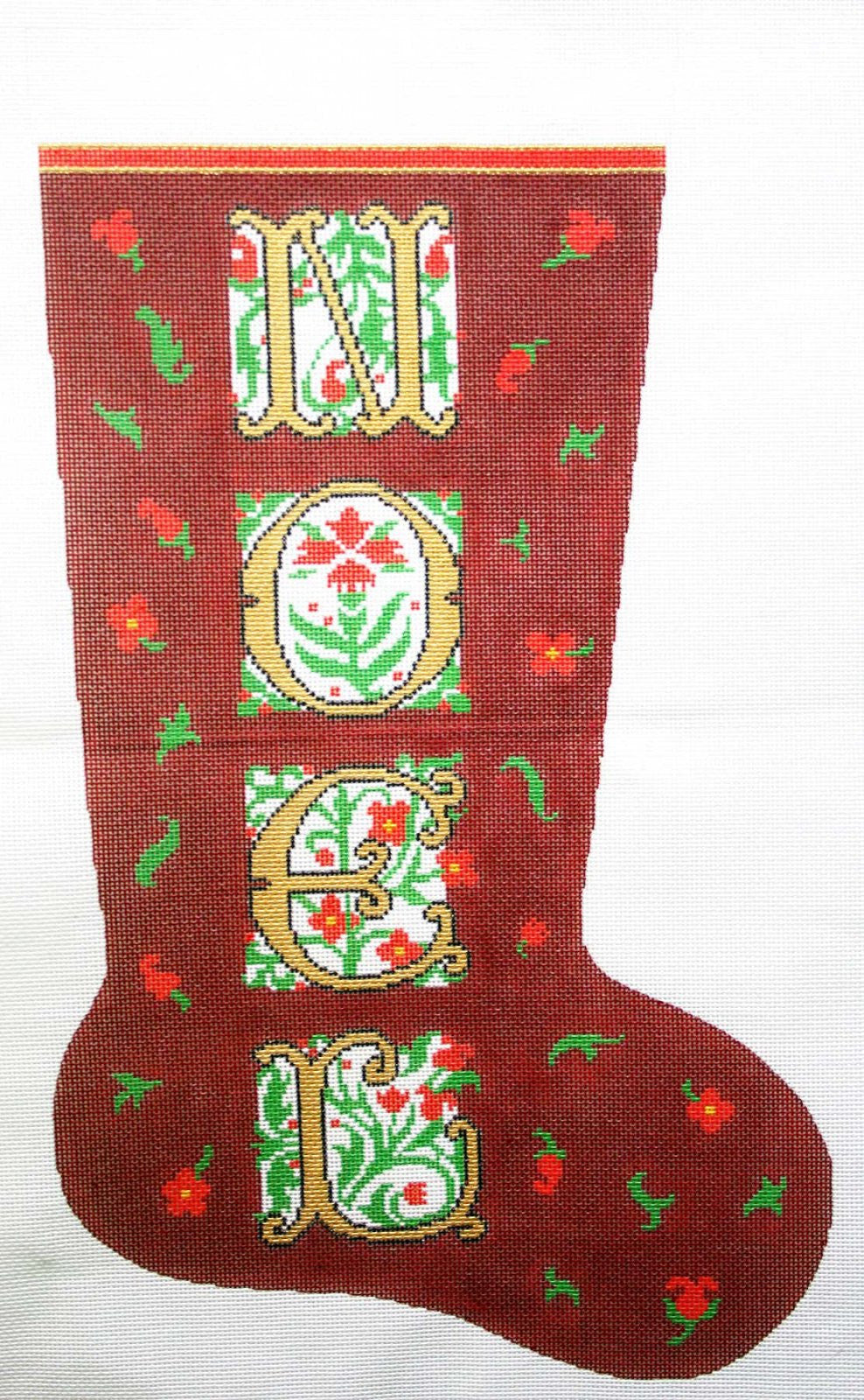 Stocking~ Full Size NOEL handpainted Needlepoint Canvas