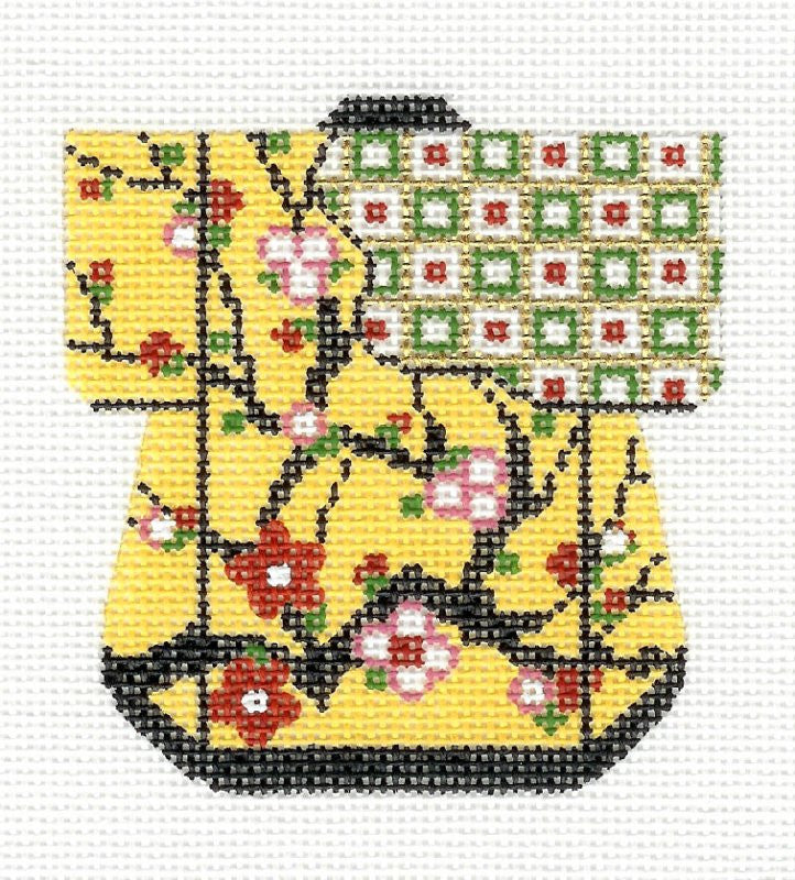 Kimono ~ Petite Oriental Cherry Blossoms Kimono handpainted Needlepoint Canvas 18m by LEE