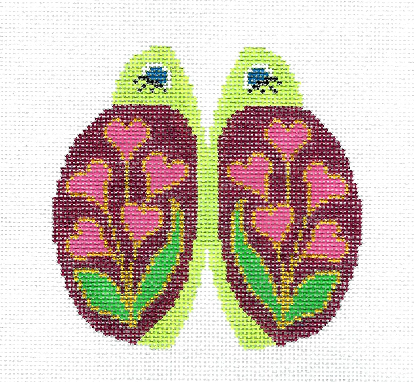 Canvas ~ Ladybug " Love Bug " with 10 Hearts Frame Weight or Bean Bag 18 Mesh Needlepoint Ornament Canvas by LEE