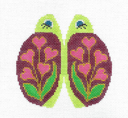 Canvas ~ Ladybug " Love Bug " with 10 Hearts Frame Weight or Bean Bag 18 Mesh Needlepoint Ornament Canvas by LEE