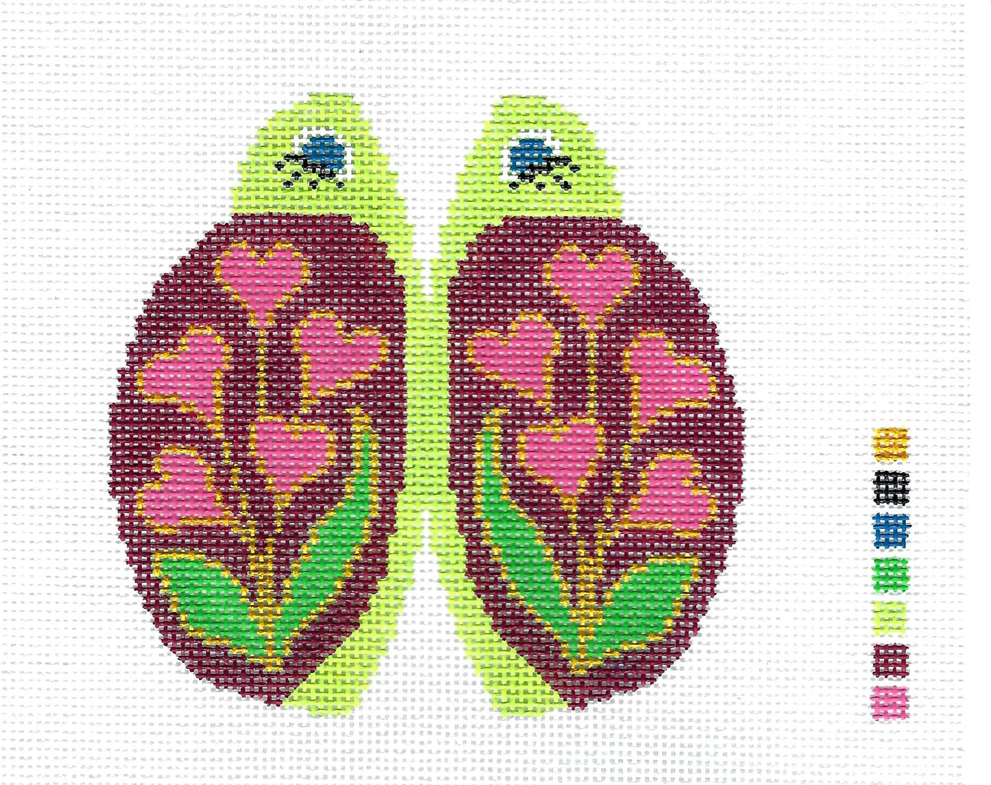 Canvas ~ Ladybug " Love Bug " with 10 Hearts Frame Weight or Bean Bag 18 Mesh Needlepoint Ornament Canvas by LEE