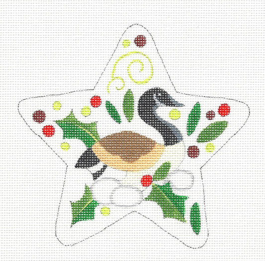 STAR ~ 12 Days of Christmas "6 Geese Laying" Star HP Needlepoint Canvas by Raymond Crawford