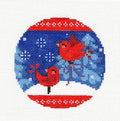 2 Cardinals in the Winter Woods handpainted 18 Mesh Needlepoint Ornament Canvas by Abigail Cecile from PLD Design