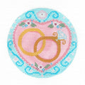 Beautiful WEDDING ~ 2 Wedding Rings 4" Rd. handpainted 18 mesh Needlepoint Canvas by CH Designs from Danji