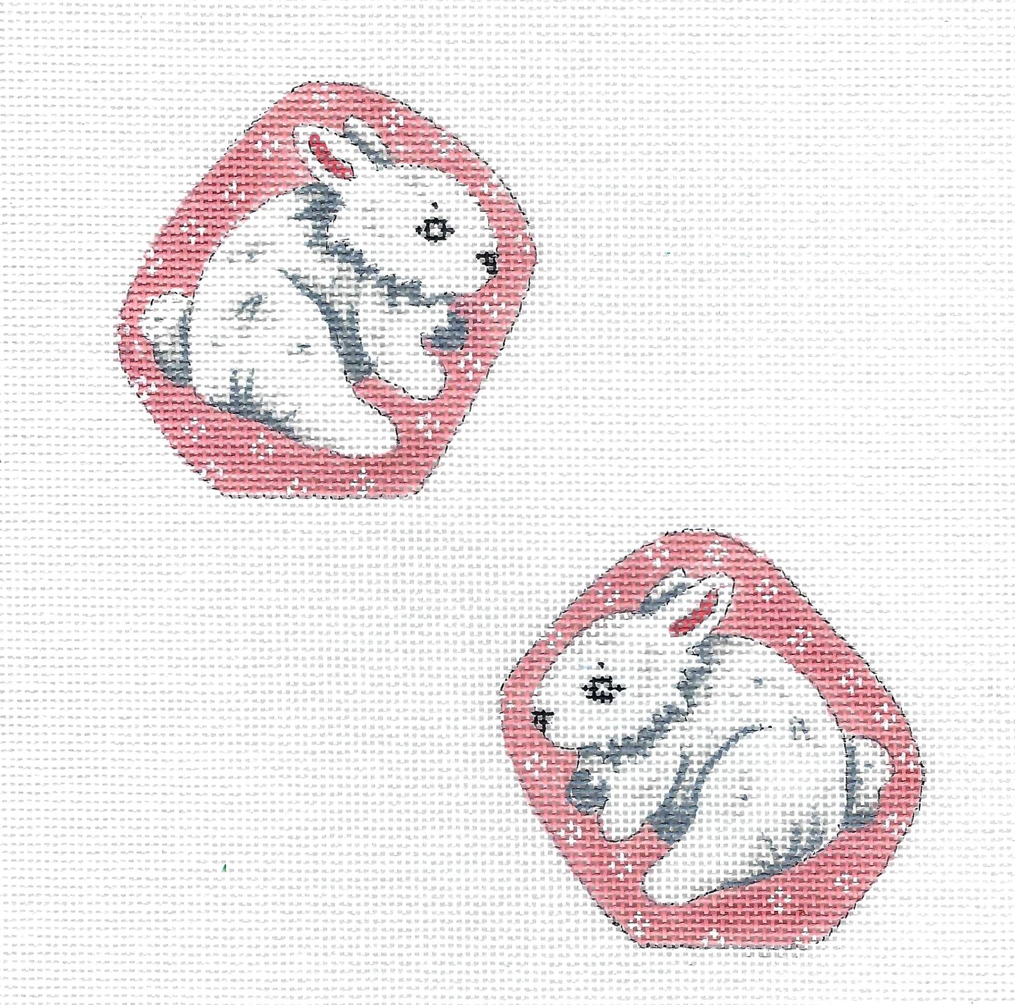 Bunny ~ WHITE  BUNNY RABBIT 2 sided handpainted 18 Mesh Needlepoint Ornament Canvas by MM Designs