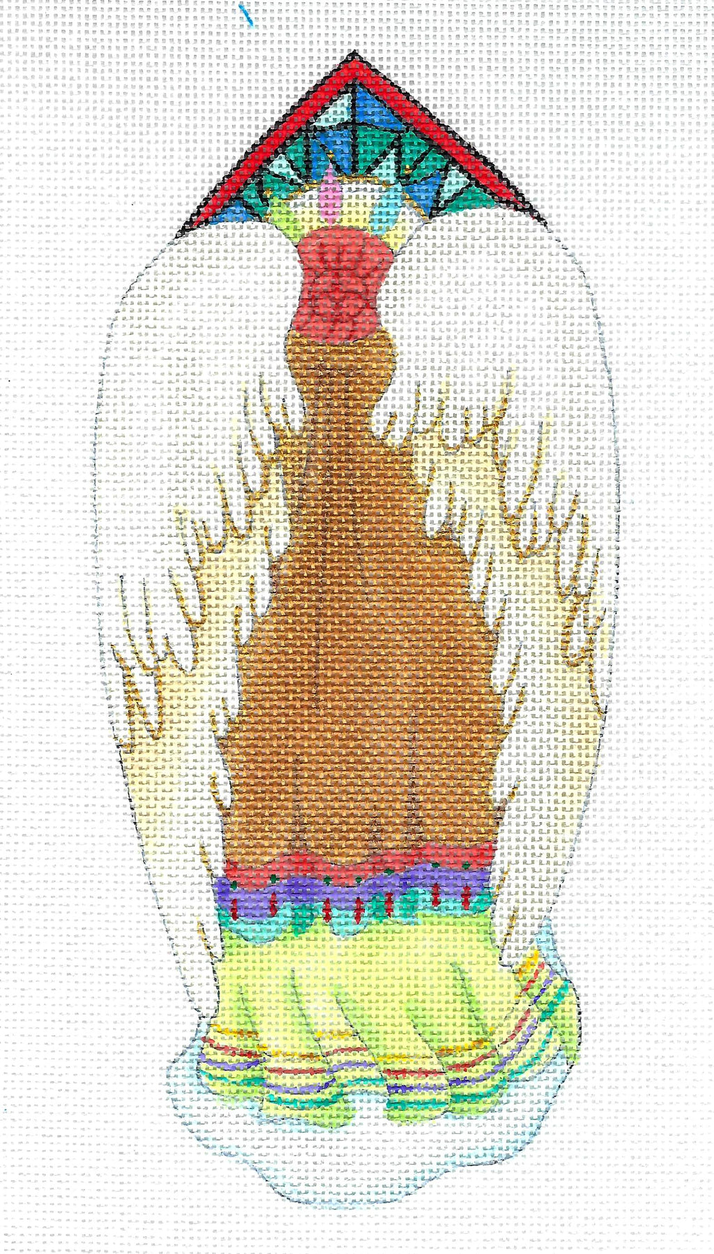 Christmas ~ 2 Sided ANGEL Ornament 8.25" Tall handpainted 18 mesh Needlepoint Canvas by DEDE