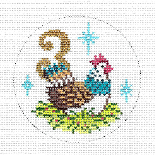 12 Days of Christmas ~ Three French Hens 13 Mesh handpainted Needlepoint Canvas by Alice Peterson